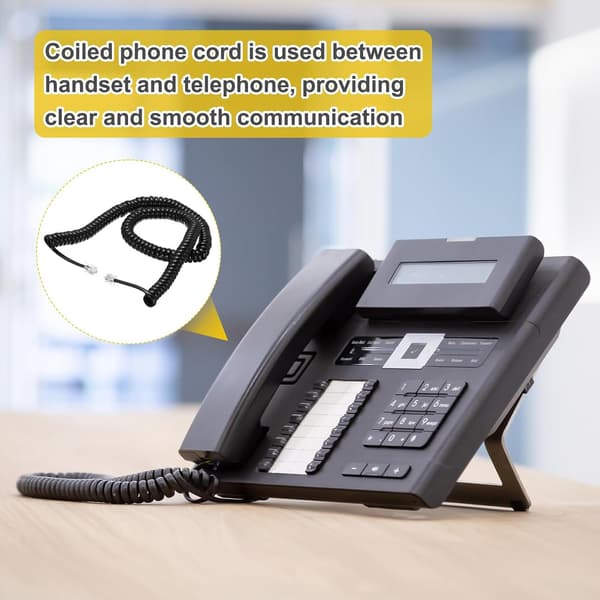 Telefonledning til fastnettelefon, 4,8 m uoprulllet/0,76 m oprullet RJ9 4P4C telefonrør uden sammenfiltring, sort White SQUARE