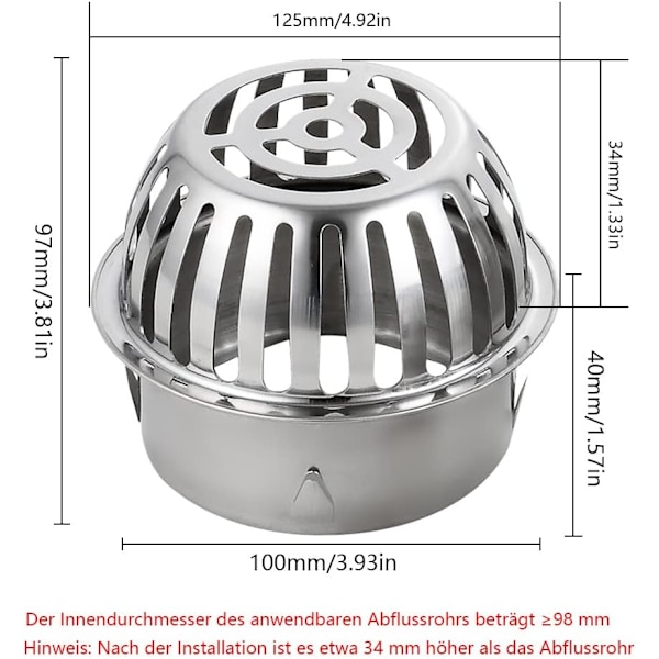 100mm Gutter Baskets in 304 Ø Stainless Steel Gutter Guard