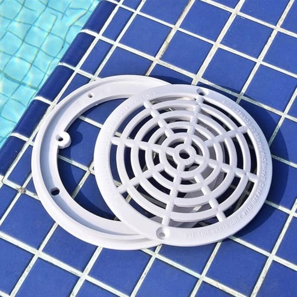 Poolbottenrist - Omärkt - Rund - Diameter 20,3 cm - Lätt att installera - Bas + lock - Vit