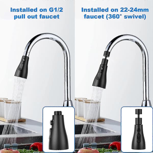 Kitchen Faucet Sprayer 360 Degree Mixer, 3 Modes Kitchen Faucet Nozzle with Aerator, Kitchen Faucet Rotating Mixer Head, Universal Adjustable