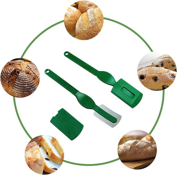 Brødrak, 2 stk. karbonstålblader, bakerblad, Grignette bakerblad, brødbakerblad, rustfritt stål bakerblad, for franskbrød Dou