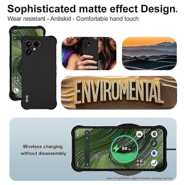 Tkdaddy Imak Deksel til Fairphone (Gen. 6) TPU Mobilskall Airbag Støtsikker Beskyttelse Matt Svart