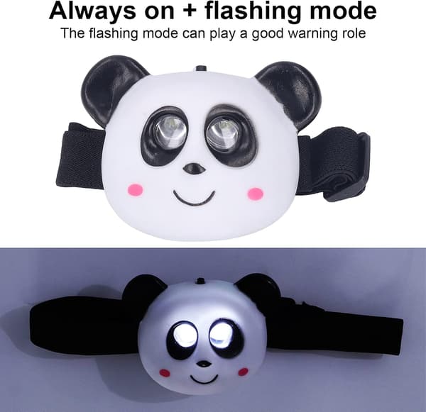 Hodelykt, dyreformet LED-hodelykt, tegneserie dyrehodelykt 2-moduser, hodelykt for barn voksne Panda Panda