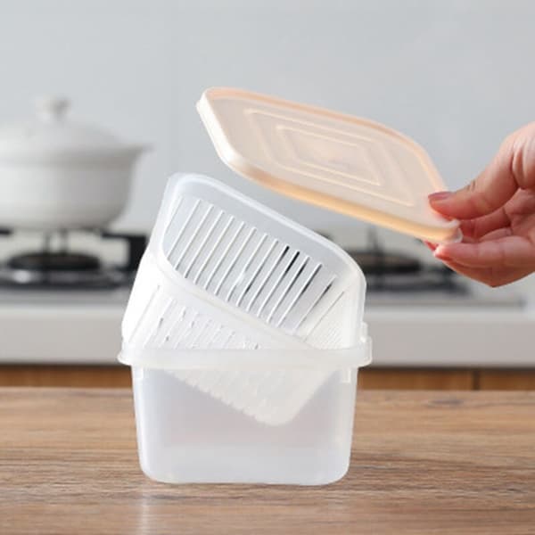 5-pack Fresh Box Refrigerator Fruit and Vegetable Storage Box Kitchen Drain Lid Storage Box Grey