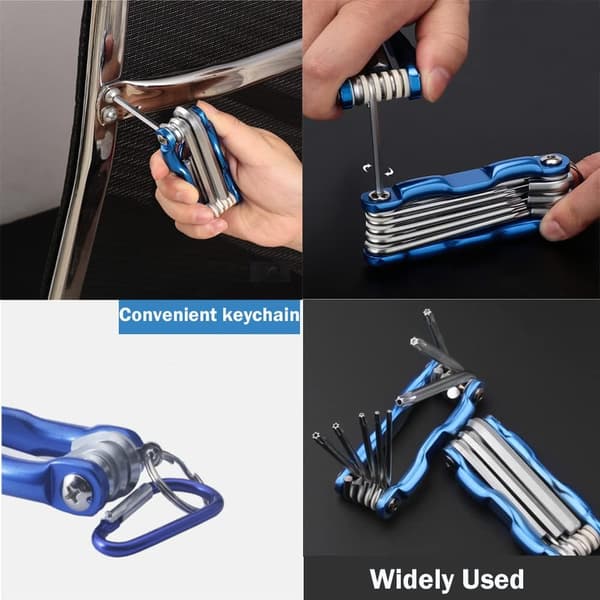 Foldable Hex Key Set 8 Hex Keys Foldable Metric Hex Key Set Hex Screw Repair Tool 1.5-8 mm