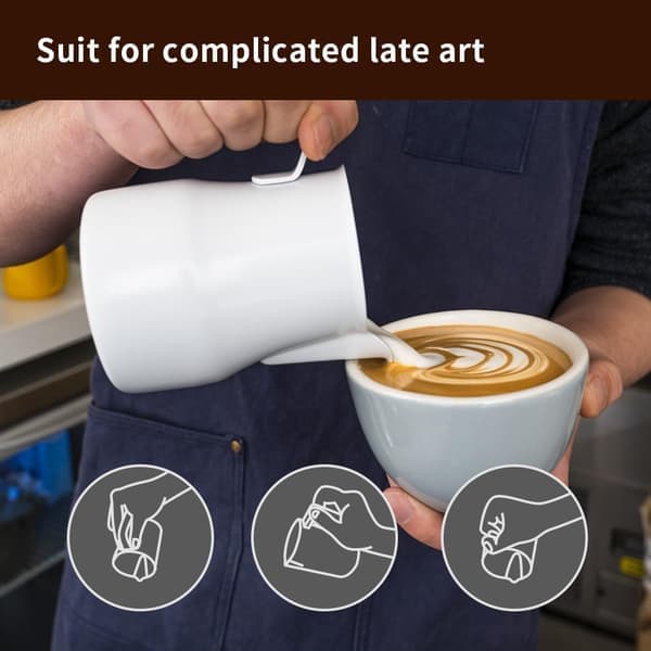 Mælkeskummer i rustfrit stål 450 ml, kande til latte art og cappuccino til kaffemaskine (hvid) [Ho]