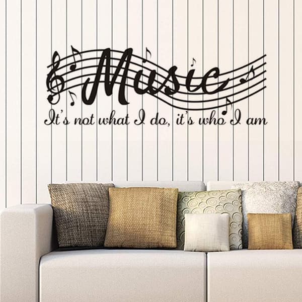 Music Note and Saying Wall Sticker, Vinyl Wall Decal, Art Wall Paper for Office, Bedroom, Gym, Study