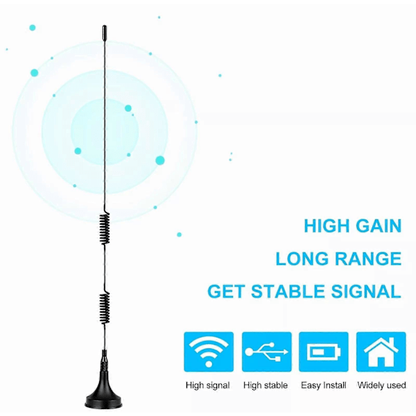 DAB UKW FM radioantenne 7dBi med 3m kabel & magnetisk base til digitalradio