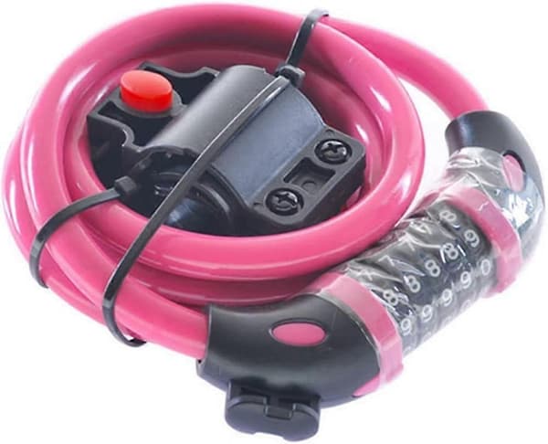 Cykelås Hög Säkerhet 5-siffrigt Återställningsbart Kombinationslåskabel Bäst för Cykel Utomhus, 1,2mx12mm (Rosa)