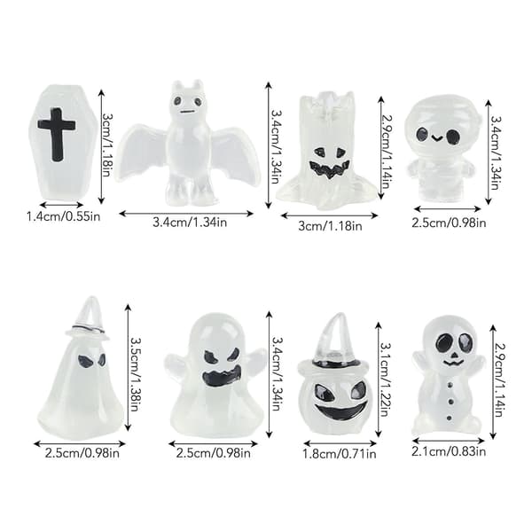 8 stk Halloween-pynt Miniature Lysende Gravsten Græskar Kranie Spøgelse Haveudsmykning
