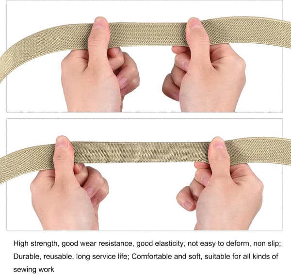 Twill Bred Elastikbånd Dobbelt-Side 3 tommer Flad 2 Yard Vævet Strikket Spole Kraftig Strækrem Beige til Syning, Linning Yellow
