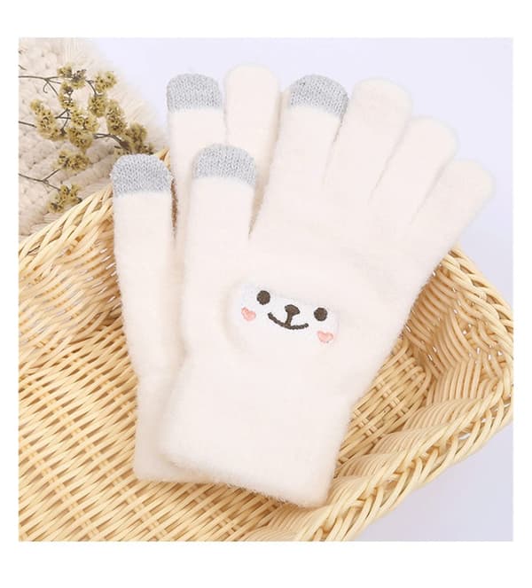 Vinterhandsker 1 par Damehandsker, Dame Touch Screen Varme Handsker Vinter Plys Varme Handsker (Farve: Hvid, Handskestørrelse: One Size Fits All)
