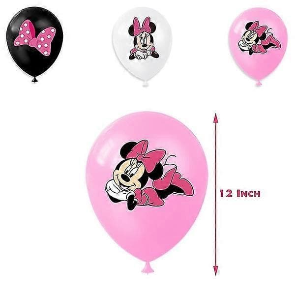 Minnie Mouse Børnefødselsdag Dekorationer Tilbehør Banner Balloner Kagepynt Sæt