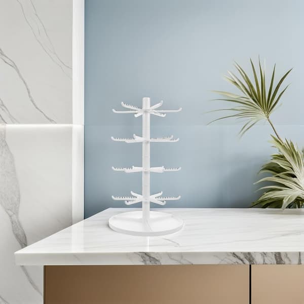 Øreringe Organizer Stand og Nøglering Holder 4-lags Plast Smykke Display Rack Træform til Armbånd Øreringe Halskæde Opbevaring Hjem