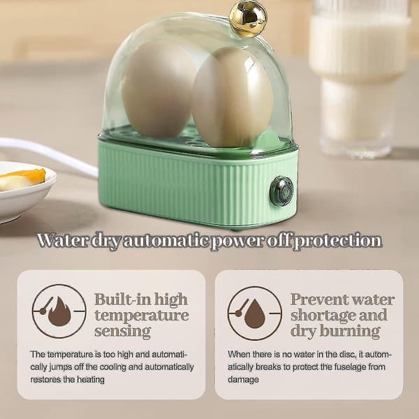 Egg Cooker for 2 Eggs, Compact Electric Egg Cooker, Best Egg Cooker Boils All Three Cooking Levels - Soft, Medium, Hard