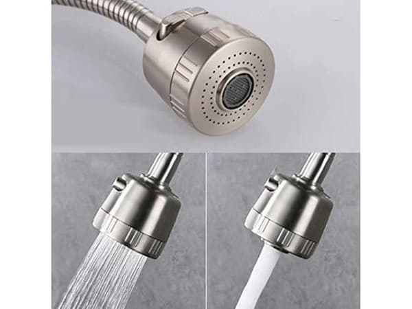 Wall-mounted 304 Stainless Steel Kitchen Faucet with 360° Rotation, Dual-mode Push Button Switch for Easy Cleaning
