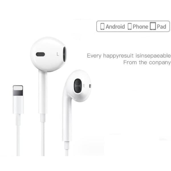 iPhone-kompatible Lightning in-ear hodetelefoner for iPhone 7/7 Plus/8/8 Plus/X/XS/XS Max/XR/11/11 Pro/11 Pro Max - Hvit