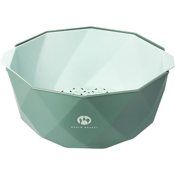 Kitchen Strainer, Colander, Pasta Strainer, Fruit and Vegetable Strainer, Double-Layered Drain Basin and Basket, Green