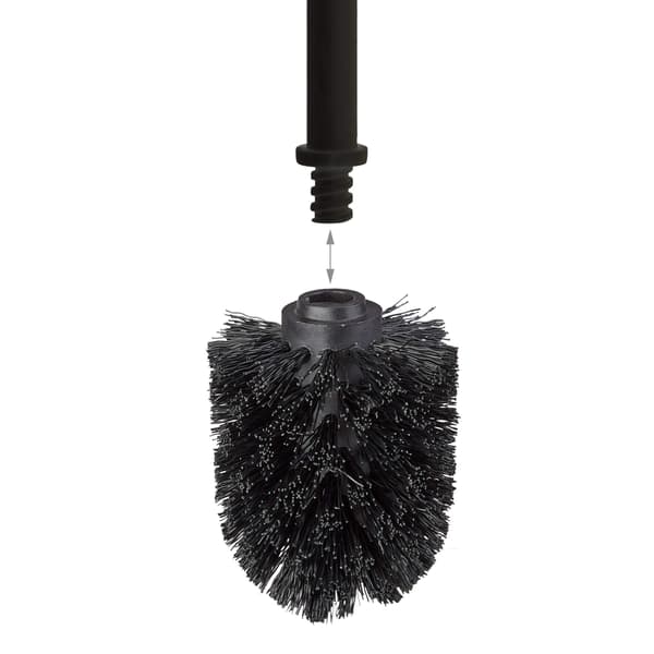 Toalettbørstehode 5-pakning, løse toalettbørster 10 mm gjenger, erstatningsbørstehode diameter 8 cm, svart