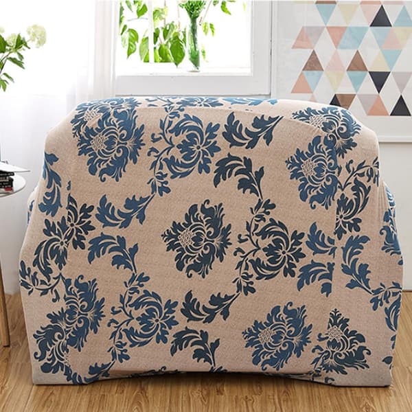 1 stk. elastisk sofatrekk, sofatrekk med blomstermønster, universelt sofatrekk med pute, smussavvisende sofatrekk (2-seter, blomst)