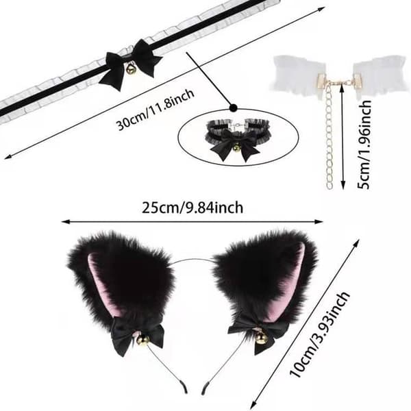 2 set kattöron diadem krage kostym anime cosplay hårklämma
