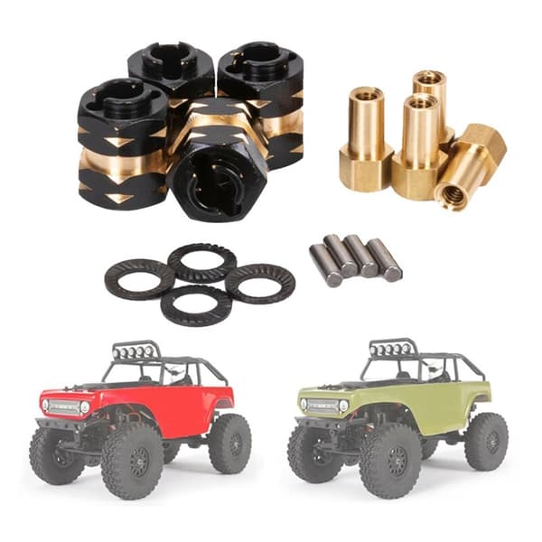Messing forlænget hjulnavadapter akselmodvægt til Axial SCX24 JLU Deadbolt C10 opgraderinger