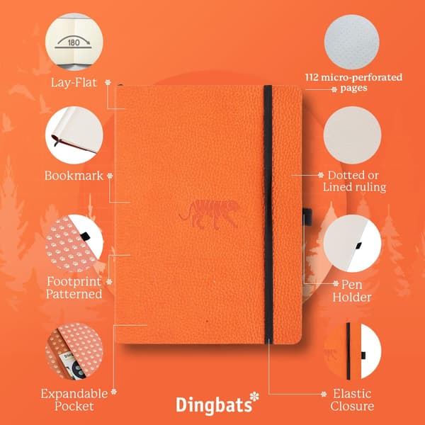 Lined A5 softcover notebook - Thick bleed-proof and perforated pages - Versatile writing experience (Wildlife - Orange Tiger)