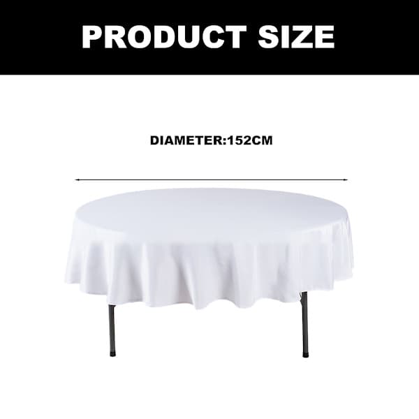 1 stk ensfarget rund duk - glattvevd - hvit (hvit) - rund 152 cm (60 tommer)