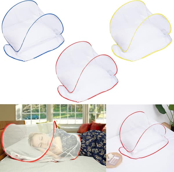 Mosquito Net, Foldable Mini Mosquito Net for Head, Ultralight Pop-Up Mosquito Net for Bedding Camping Travel Patio Blue Blue
