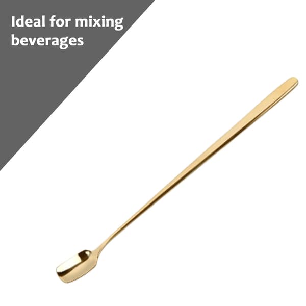 2 stk langskaftede kaffeskjeer i rustfritt stål, bærbare kaffeskjeer (2 stk gull)