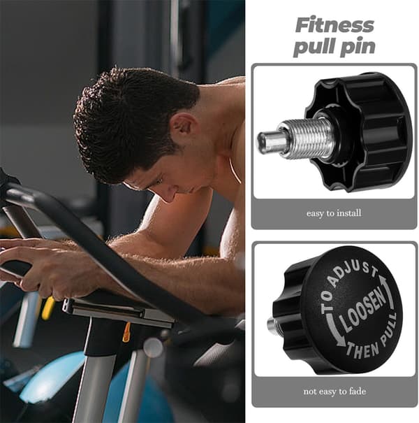 Exercise Bike Pull Pin Knob Replacement Part, Black Ball Head Screw Thread 10.0 Rod