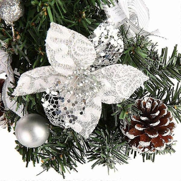 Small Christmas Tree with Lights, 40cm Pre-lit Christmas Tree Battery Operated for Christmas Home School Office Decorations Silver Silver Silver