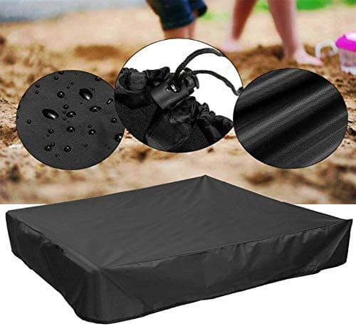 Sandpit Cover with Drawstring, Oxford Fabric Square Tarp for Sandpit, Pool, Garden or Yard (Black, 150 150)
