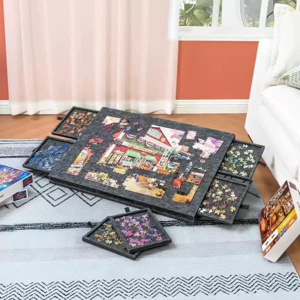 Portable Felt Puzzle Board with 4 Drawers (f2)