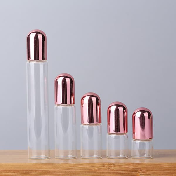 10 stk. 3 ml lyserøde glasrulleflasker til rejser og daglig pleje