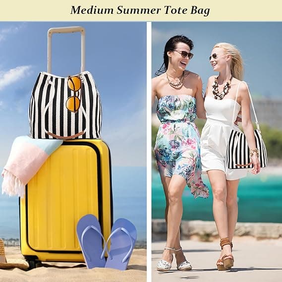 Women's Canvas Tote Bag Small Medium Shoulder Bag Daily Work Bag for Vacation Travel Pool