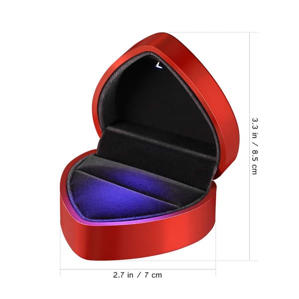LED Ring Box Bröllop Hjärtformad Sammet Ring Box Bröllop Ring Box Smycken Ring Presentask för Äktenskapsförslag Förlovning Alla hjärtans dag