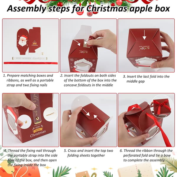 Presentförpackning, 4 Delar Julpresentförpackning Set, Små Presentaskar, Julgodislåda, Presentaskar i Kartong för Jul, Fest, Presentdekoration