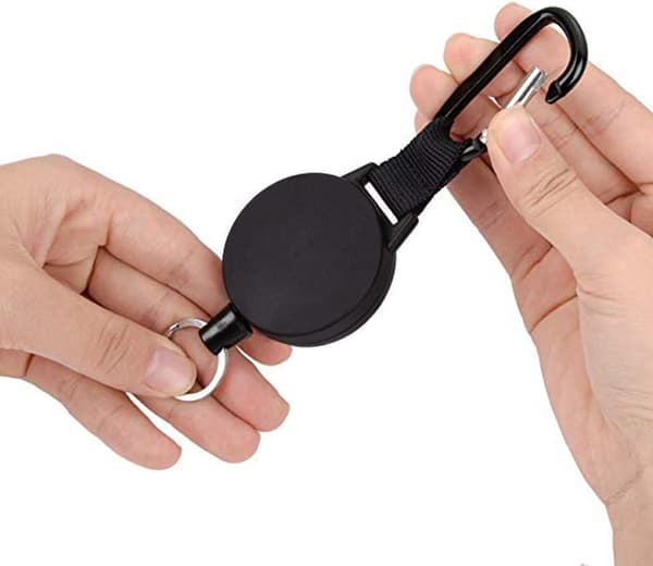 Fällbar nyckelring, 2-pack kraftig fällbar nyckelring, utdragbar nyckelkedja med ståltråd (4 cm, svart)