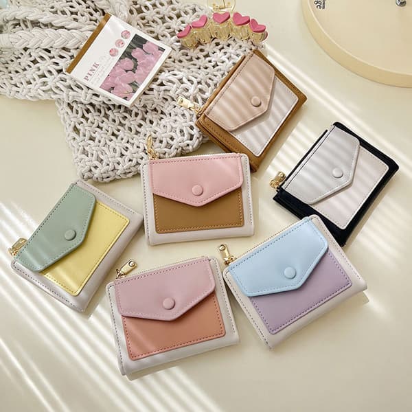 Lille pung til kvinder, ægte kortholder, organizer, kompakt, bifold, dame mini håndtaske, 11,5cm*9cm*2cm