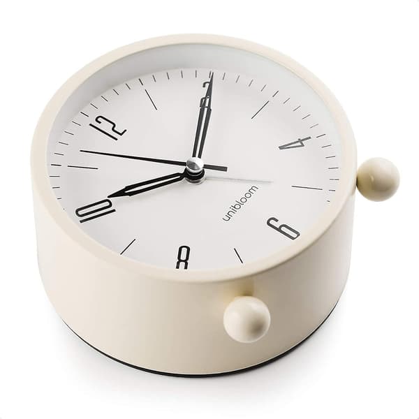 Silent Alarm Clock - Analog Alarm Clock Without Ticking with Warm Light - Minimalist Round