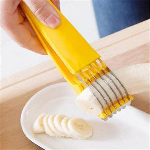 Stainless Steel Banana Slicer, Fruit and Pepper Slicer, Handheld, Durable, for Bananas, Vegetables, Cucumber, Fruit, Kitchen Utensil
