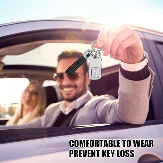 Microfiber Leather Keychain, Universal Key Ring with Anti-Loss D-Buckle, Rotatable Car Keychain