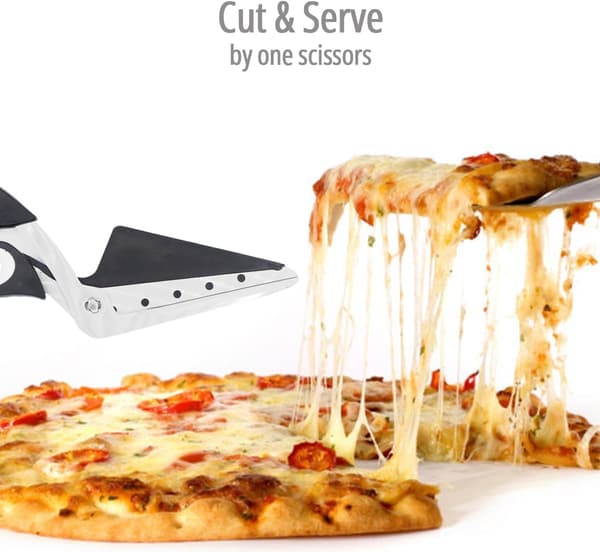 Pizzasaks Kutter Rustfritt Stål Pizzaspade Skjærer Pizzakutter med Mykt Grephåndtak