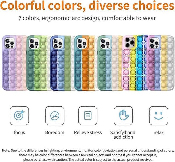 Fidget Legetøjscover til iPhone 12 Pro Max, Beskyttende Silikone Telefoncover til Stresslindring og Angstmodstand, Overraskelsesgave til Venner