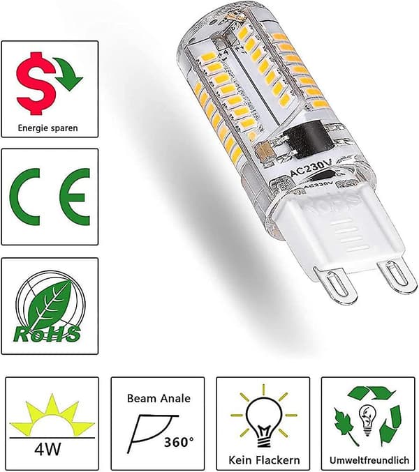 G9 LED-pære, 3W LED-pære tilsvarer 30W halogenpære, 300lm varm [DB]