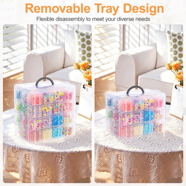 DILIBRA Perle Organizer Box, 2-lags stabelbare 56 stk. Håndværksopbevaringskasser 2-Tire 56 Pcs