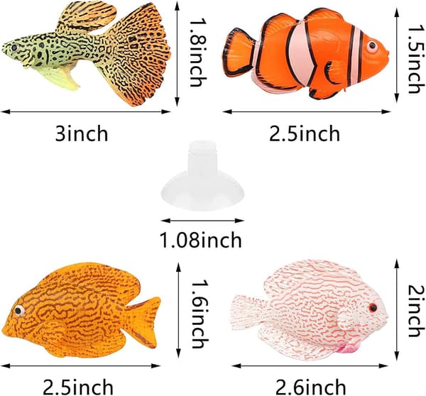 4 st silikonfiskar, konstgjord guldfisk akvarium prydnad