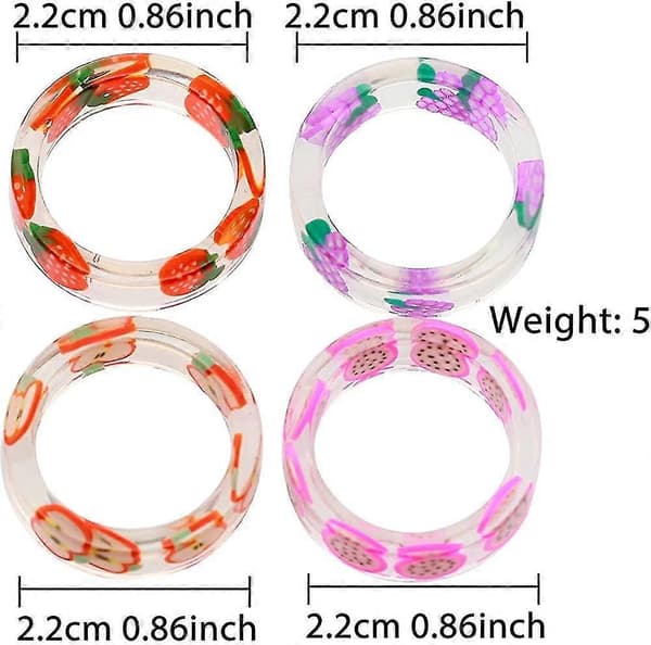Harpiksringe til kvinder piger Retro Akryl Chunky Farverige Ringe Fingerstabling