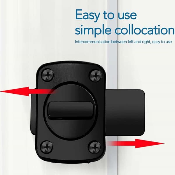 Dörrlås i zinklegering med 6 skruvar, lämpligt för badrum, sovrum, balkongdörr etc.